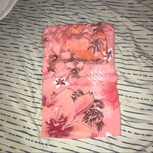 Wet Seal Tight Fit Floral Coral-Colored Tube Top